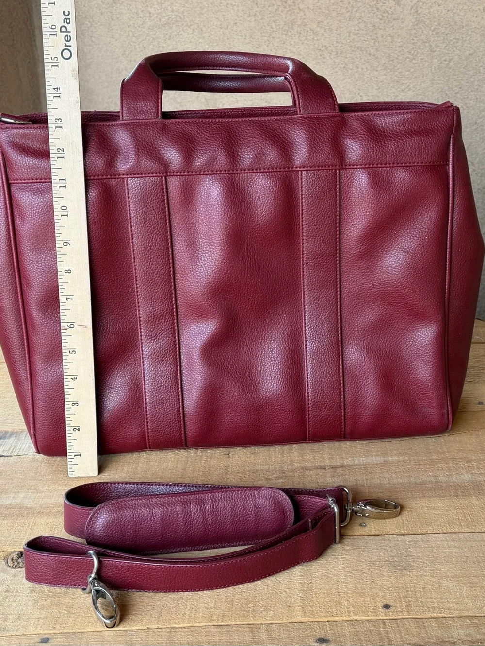 Darci Burgundy Laptop Tote Business Bag Shoulder Strap & Expansion Snaps Unisex